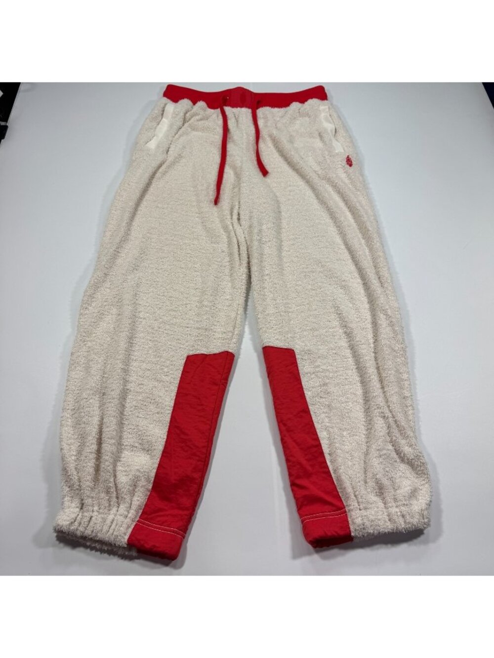 Free People Movement Sweatpant Women L White Polyester Fleece Jogger Tapered Leg